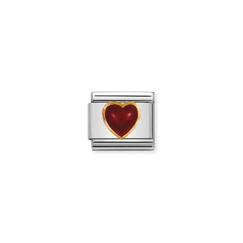 Link Composable Classic Cœur avec Agate rouge Link en Or 750 et Pierre naturelle colorée