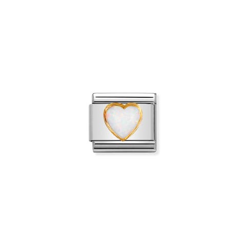 Link Composable Classic Cœur avec opale blanche Link en Or 750 et Pierre dure naturelle