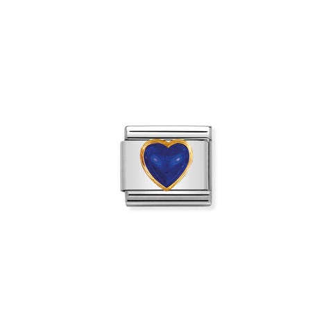 Composable Classic Link Herz mit Lapislazuli Link aus 750er Gelbgold mit buntem Naturstein