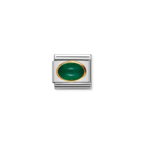 Link Composable Classic in Oro e Agata verde Link in Oro con Pietra dura naturale e colorata