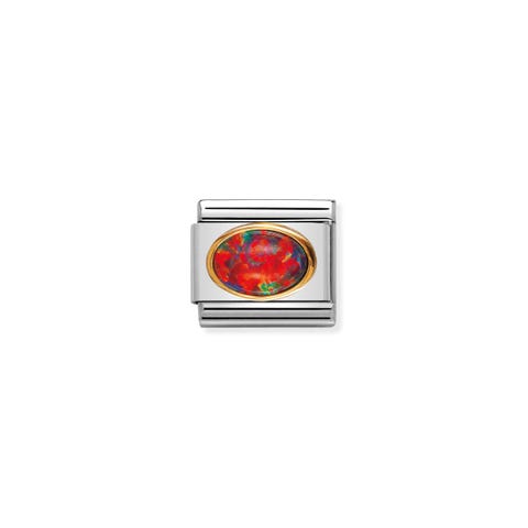Link Composable Classic in Oro e Opale rosso Link in Oro 750 e Pietra dura naturale