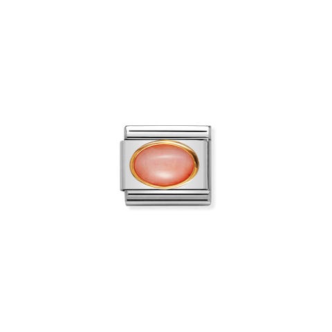 Link Composable Classic in Oro e Corallo rosa Link in Oro con Pietra dura naturale e colorata