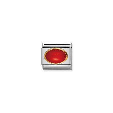 Link Composable Classic in Oro e Corallo rosso Link in Oro 750 e Pietra dura naturale