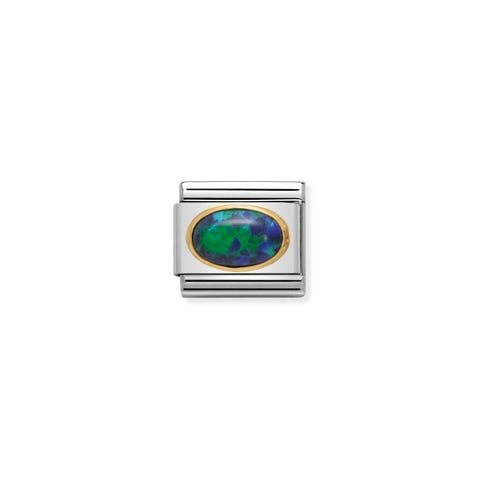 Link Composable Classic en Or et avec Opale verte Link en Or 750 et Pierre dure colorée