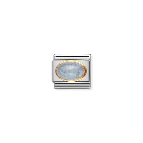 Composable Classic Link March Birthstone Link in bonded yellow gold with natural semiprecious stone