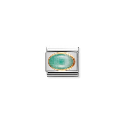 Composable Classic Link oval May Birthstone Link in bonded yellow gold with oval and semiprecious stone