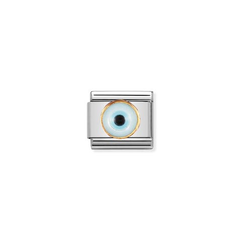 Link Composable Classic Ojo Griego Link en Oro 750 y Piedra Dura natural