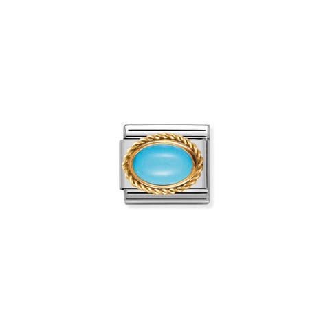 Composable Classic Link with oval Turquoise Link in bonded yellow gold with oval and semiprecious stone