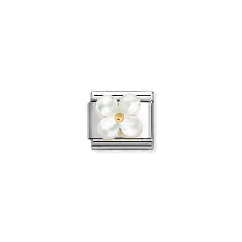 Composable Classic Link, Flower White Mother of Pearl Stainless steel Link with Flower, White Mother of Pearl