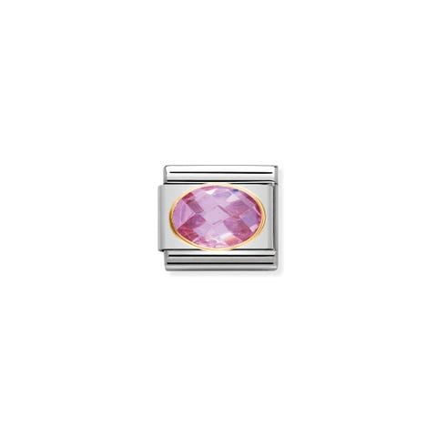 Link Composable Classic Oro con Pietra rosa Link in Oro 750 con Cubic Zirconia colorato