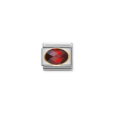 Link Composable Classic Oro con Pietra rosso Link in Oro 750 e Cubic Zirconia colore rosso