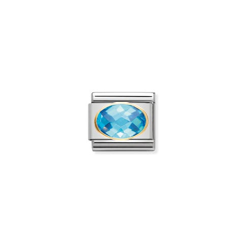 Link Composable Classic Oro con Pietra azzurra Link in Oro 750 con Cubic Zirconia colorato