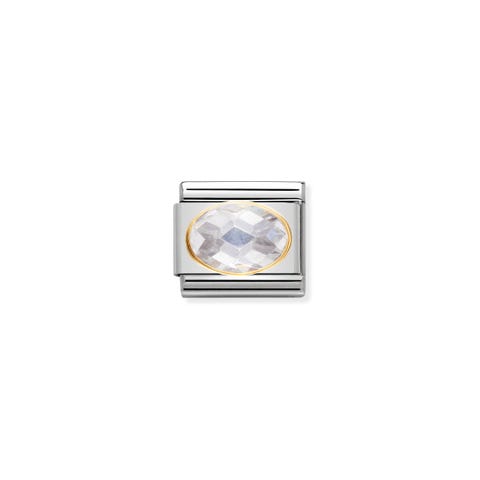 Link Composable Classic Oro con Pietra bianca Link in Oro 750 e Cubic Zirconia