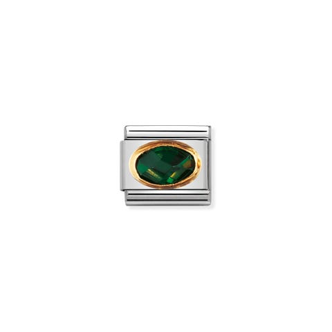 Link Composable Classic Oro Pietra verde smeraldo Link in Oro 750 e Cubic Zirconia colorato