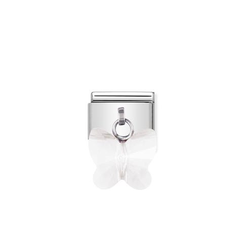 Link Composable Classic con Mariposa blanca Link con Colgante mariposa blanca Cubic Zirconia
