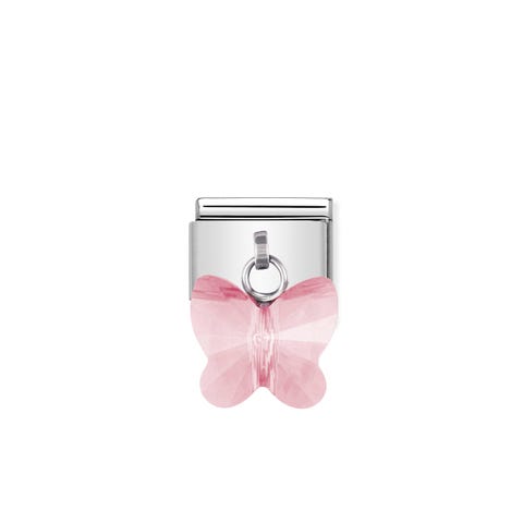 Link Composable Classic con Farfalla rosa Link con Pendente farfalla rosa