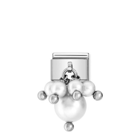 Link Composable classic argento perle bianche Link in acciaio e Perle di Cristallo