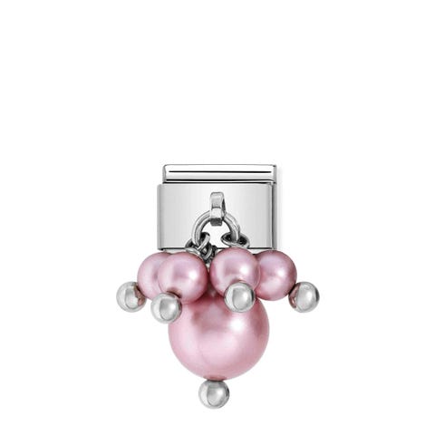 Link Composable classic argento perle rosa Link in acciaio e perle colorate Chic