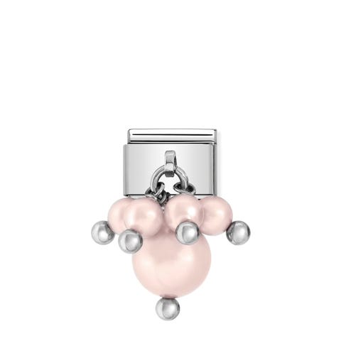 Link Composable classic argento perle Pastello Rosa Link in Argento 925 e Perle Rosa Pastello