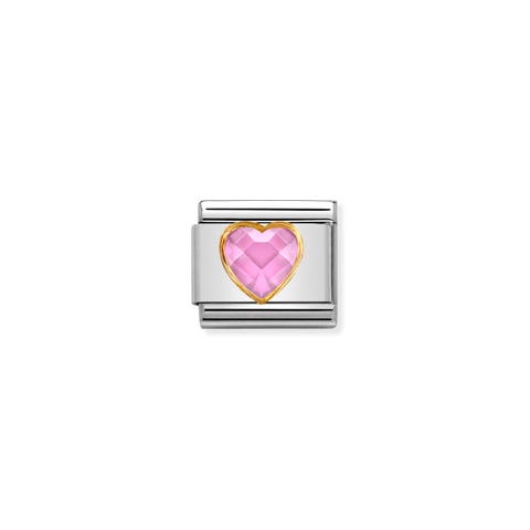 Link Composable Classic Cuore Rosa sfaccettato Link con cuore rosa in Oro 750 e Zircone