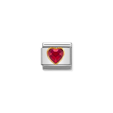Link Composable Classic Cœur Rouge à facettes Link en Acier avec symbole Cœur