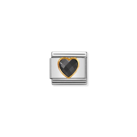 Composable Classic Link mit schwarzem Herz Link mit Symbol der Liebe in 750er Gold und Edelstahl
