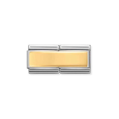 Composable Classic Double Link engravable Link with smooth plate Engraving bonded yellow gold