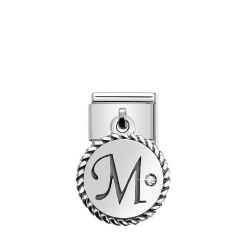 Composable Classic Link Letter M in Sterling Silver Sterling silver and Cubic Zirconia Link with Letter M