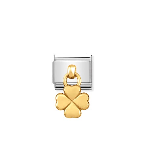Link Composable Classic en Oro con charm Trébol Link con Charm en acero y Oro 750