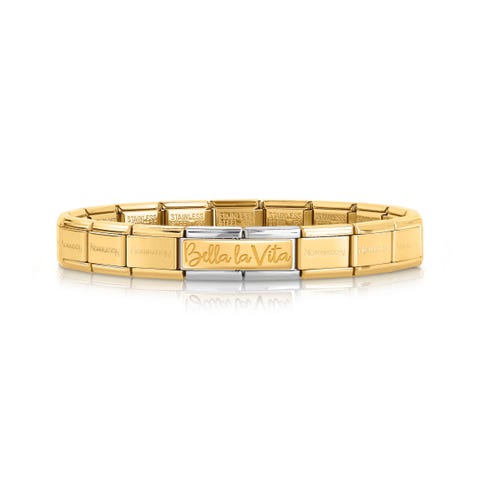 Bracciale con doppio Link Bella La vita in Oro giallo Bracciale Special Edition in Acciaio e Oro giallo 750