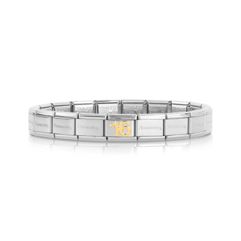 Bracelet Composable Classic avec numéro 16 Bracelet avec numéro en Acier et Or 750