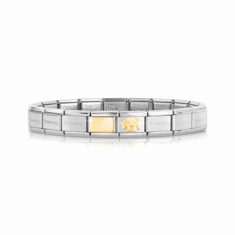 Pulsera Composable Classic con grabado Perro Pulsera en acero y placa grabable en oro 750