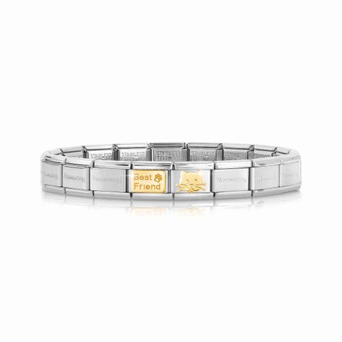 Bracciale Composable Classic Best Friend Gatto Bracciale con incisione Best Friend e simbolo animale in Oro 750
