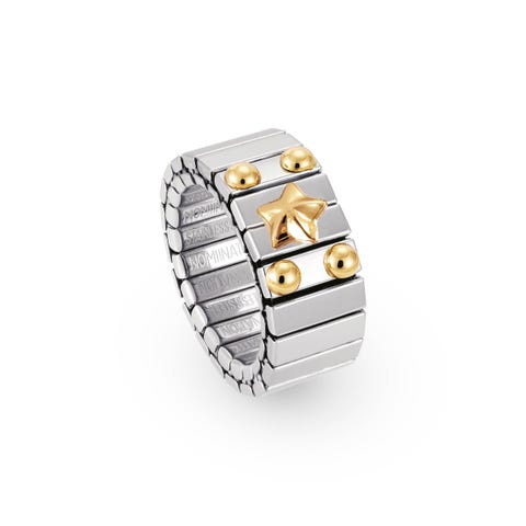 Stretch Ring Gold Points and Star Ring in stainless steel with 18K gold details and symbol