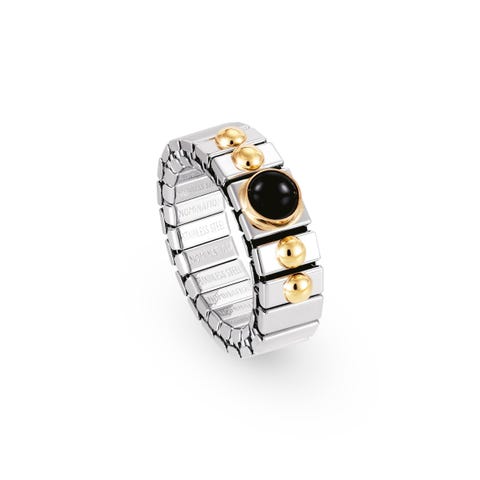 Stretch Ring withNatural HardStones Stainless Steel and gold ring with stones