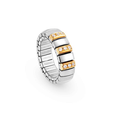 Stretch Ring with Cubic Zirconia Stainless steel ring with gold and Cubic Zirconia
