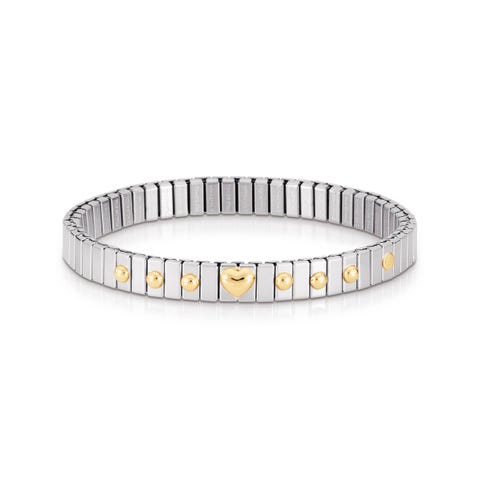 Stretch Bracelet with Gold Heart Stainless steel and 18K gold bracelet with symbols