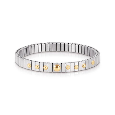 Bracciale estensibile con Pallino in Oro Bracciale in Acciaio con Simbolo in Oro 750