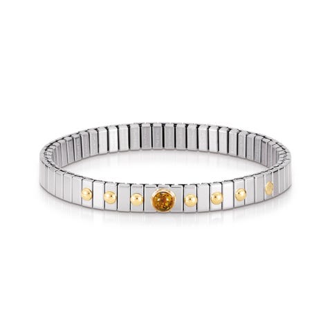 Stretch Bracelet with Natural Hard Stone Stainless steel and gold bracelet with stone