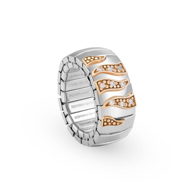Moeras breuk telex Stretch Ring with 9K Rose Gold details | Nomination