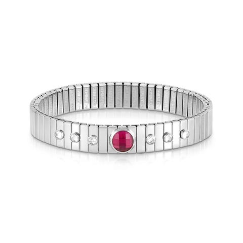 XTE GEMS Bracelet in Stainless Steel, Fuchsia CZ Limited Edition bracelet with Cubic Zirconia