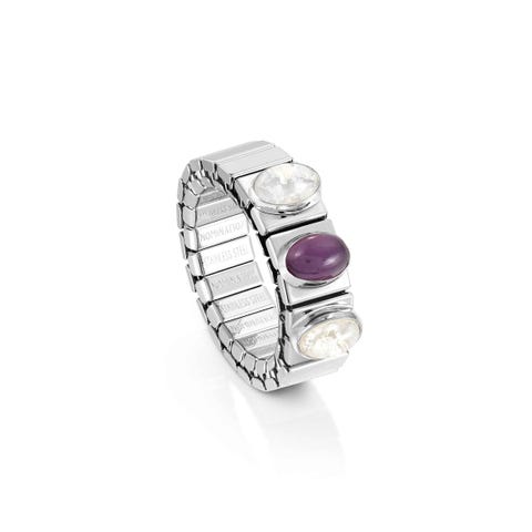 XTE GEMS ring in Stainless Steel, coloured stones Steel ring, Exclusive Online, Silver, Coloured stones