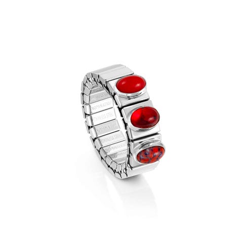 XTE GEMS ring in Stainless Steel, 3 glass stones Limited Edition steel ring with Silver, stones