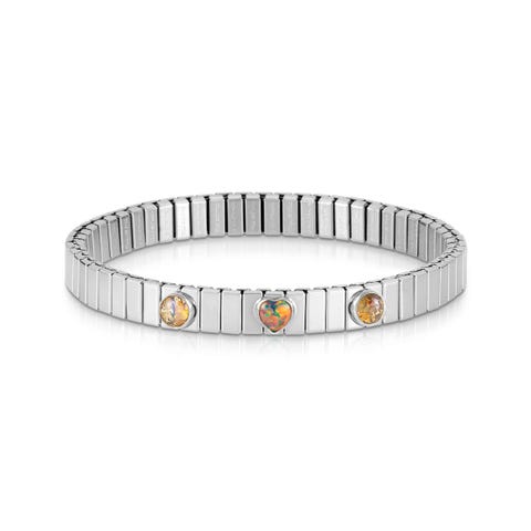 XTE GEMS bracelet in Steel, Silver and stones Limited Edition bracelet with Glass stones and Opal