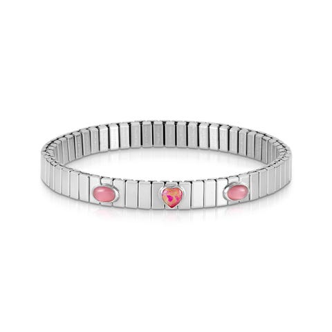 XTE GEMS bracelet in Steel with Pink Heart Limited Edition bracelet with stones and Silver