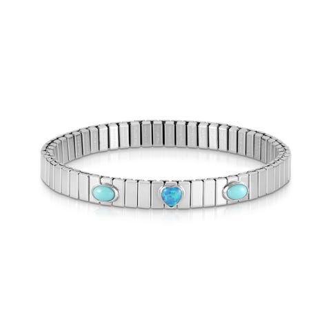 XTE GEMS Bracelet in Steel with Stones, Blue Opal Limited Edition bracelet with Opal and oval stones