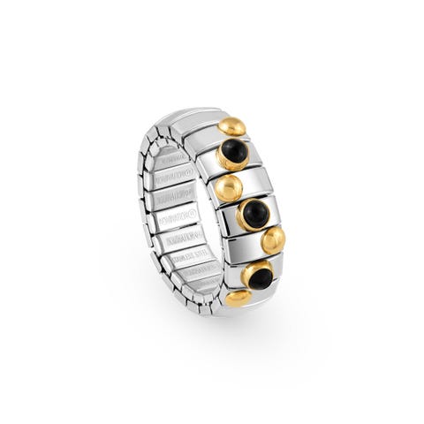 Stretch Ring with Gold and small Stones Stainless steel ring with small round stones