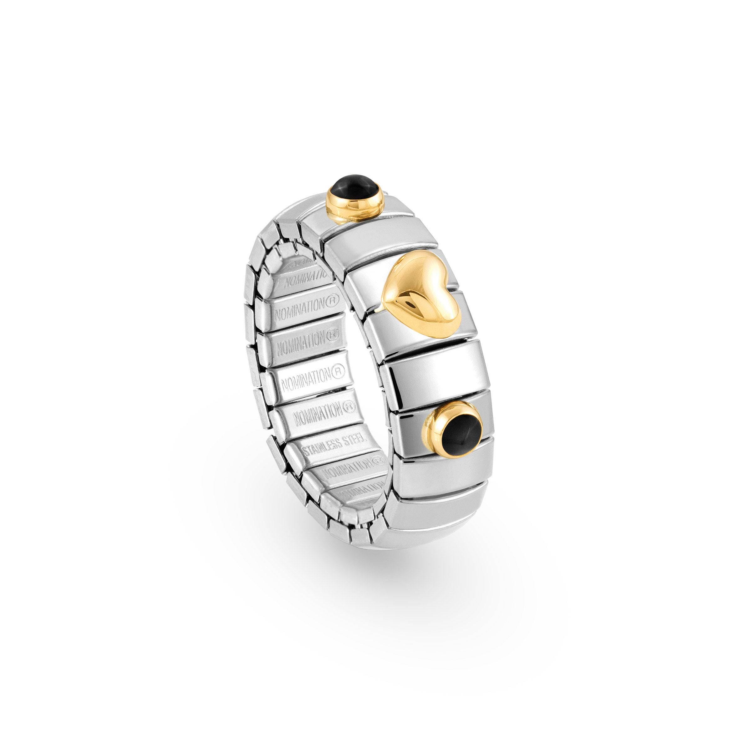 Nomination Anello Estensibile con Cuore in Oro e Pietre