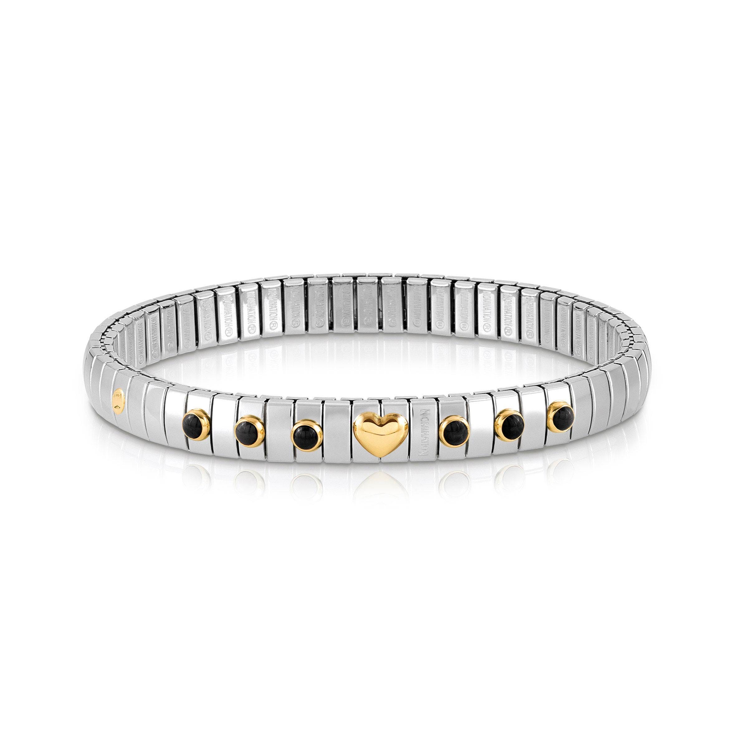 Nomination Bracciale Estensibile con 1 Cuore in Oro e Pietre