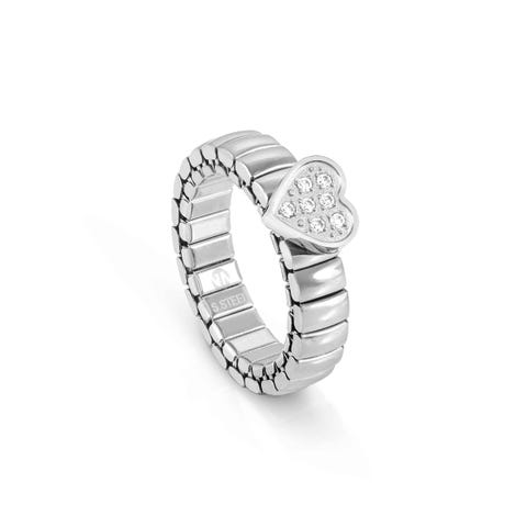 Bague Extension en acier avec coeur et pierres Bague avec symbole et zircones